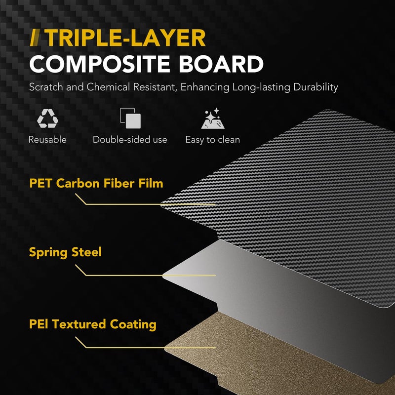 Vokelater 3D Printer Build Plate for Bambu Lab X1 X1C X1E P1P P1S A1, 3D Printer Accessories PET+PEI Dual Texture 257x257mm, Flexible Spring Steel Hot Bed Platform Sheet - Image 3